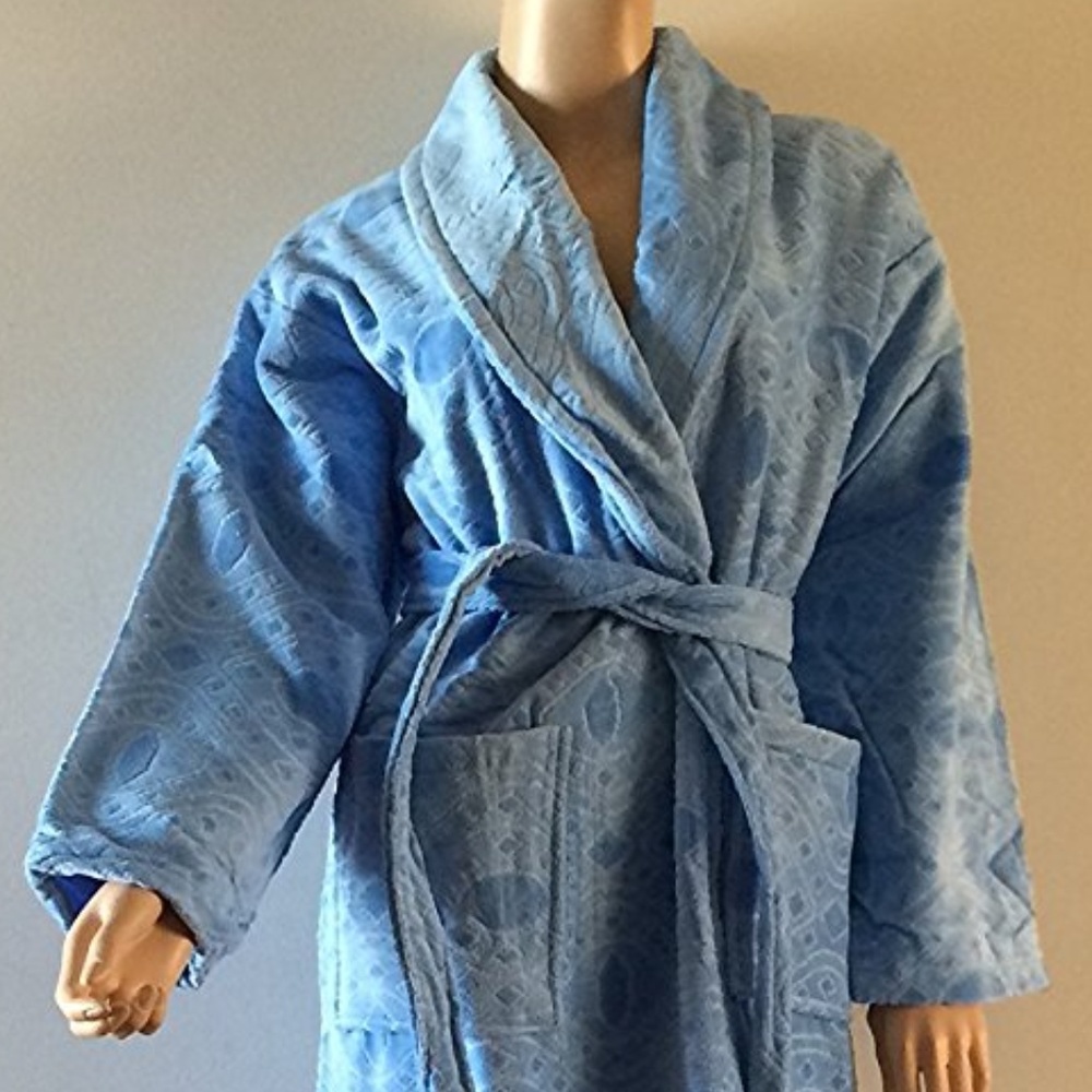 100% TURKISH COTTON BATHROBE + 2 TOWEL SET BLUE